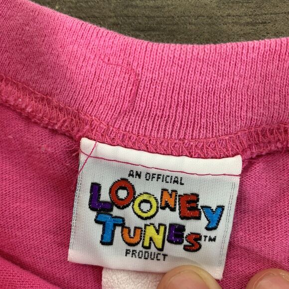 VTG 90s Looney Tunes Girls Pink Tweety Bird T Shirt Sz Large Slyvester The Cat - Picture 4 of 8